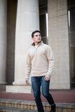 Quarter Zip Pullover ~ Tan-(4676139909183)- 57.99