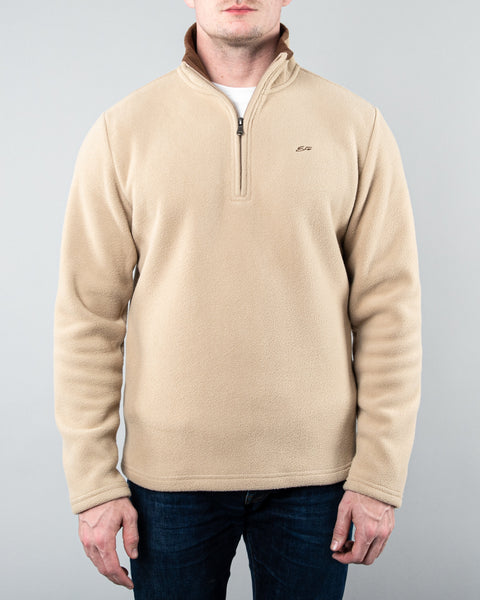 Quarter Zip Pullover ~ Tan-(4676139909183)- 57.99